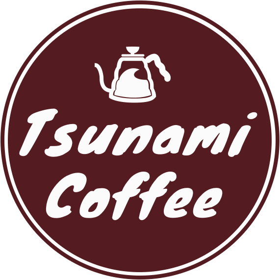 Tsunami Coffee logo roundel and coffee pot icon